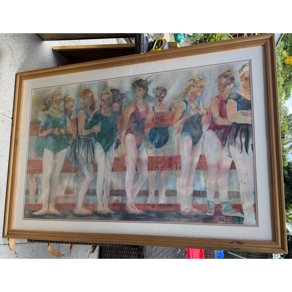 Vintage Ballerinas Framed Art Print Huge Oversized 46.5x31.5 Gold Frame